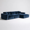 Granatowa modułowa sofa narożna w kształcie L ze sztruksu, 280 × 170 × 70 cm