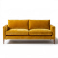 Musztardowa sofa dwuosobowa z aksamitu 180 x 85 x 85 cm