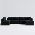 Modułowa sofa z technorattanu PE, czarna, 5-częściowa, 309 x 69 x 63 cm