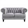Dwuosobowa sofa Chesterfield z aksamitu poliestrowego, szaro-czarna, 178 × 90 × 78 cm