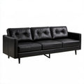 Trzyosobowa sofa z tapicerką ze skóry syntetycznej PU, czarna, 220 x 90 x 85 cm