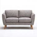 Dwuosobowa sofa szara z brązowymi nogami, 140 x 80 x 85 cm