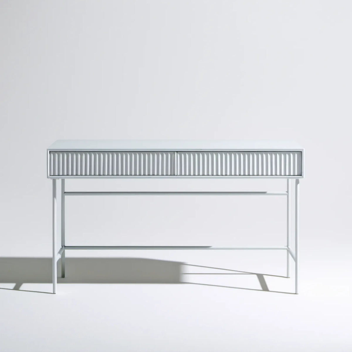 Białe metalowe biurko z 2 szufladami, 120 x 60 x 75 cm