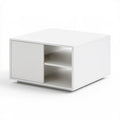 Biały stolik kawowy z płyty MDF 80 x 60 x 40 cm z przesuwnym frontem