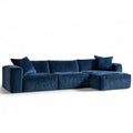Granatowa sofa narożna prawostronna ze sztruksu 260 x 160 x 78 cm