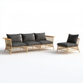 Zestaw wypoczynkowy do ogrodu: sofa 3-osobowa 210 × 78 × 78 cm i fotel 78 × 78 × 78 cm, naturalny beż/czarny