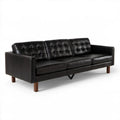 Trzyosobowa sofa z tapicerką z ekoskóry, czarna/brązowa, 210 x 85 x 85 cm