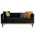 Czarna sofa trzyosobowa glamour 200 x 85 x 80 cm ze złotą listwą