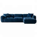 Prawostronna sofa narożna 3-osobowa z szezlongiem, granatowa, 285 x 165 x 78 cm