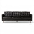 Czarna sofa trzyosobowa z tapicerką PU, 230 × 85 × 82 cm